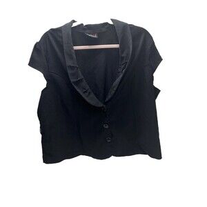Women’s Black Business Shirt Low Cut Button Up Vest T-Shirt Style - As Is Plus